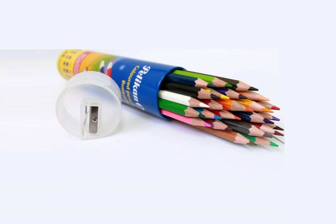 تلوين خشب طويل 24 لون علبة معدن سلندر + براية