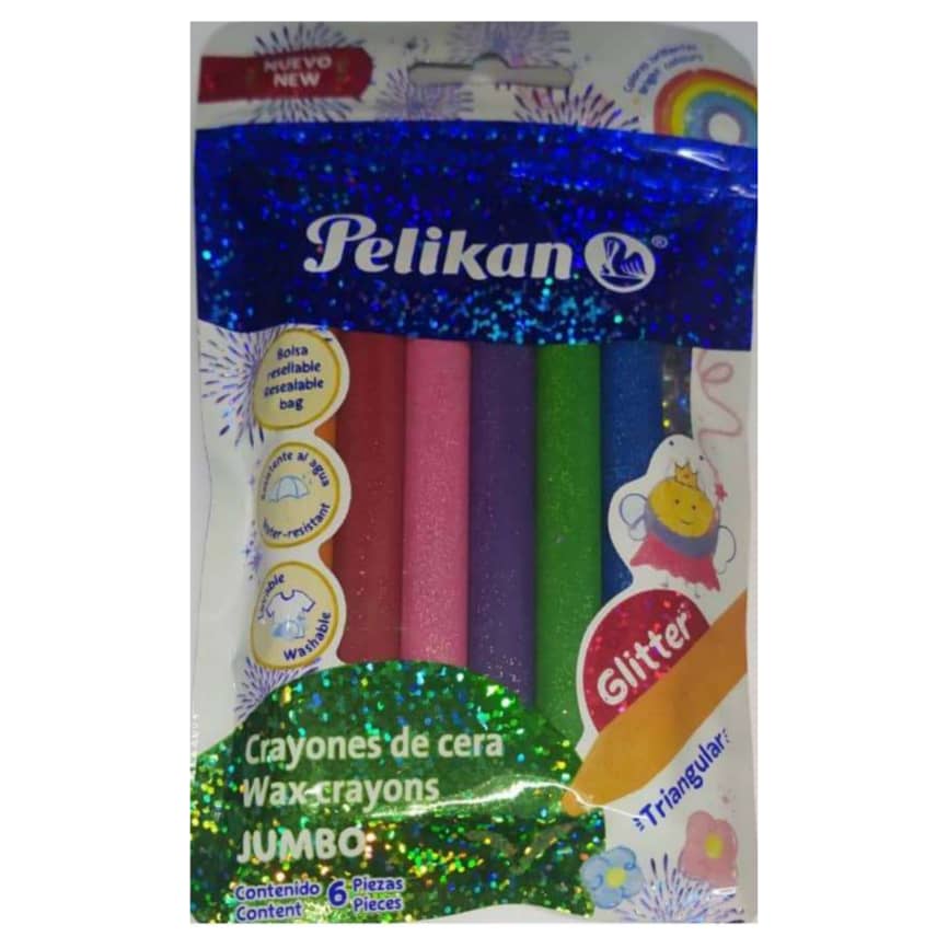 تلوين شمع 6 لون مثلث بريق جامبو