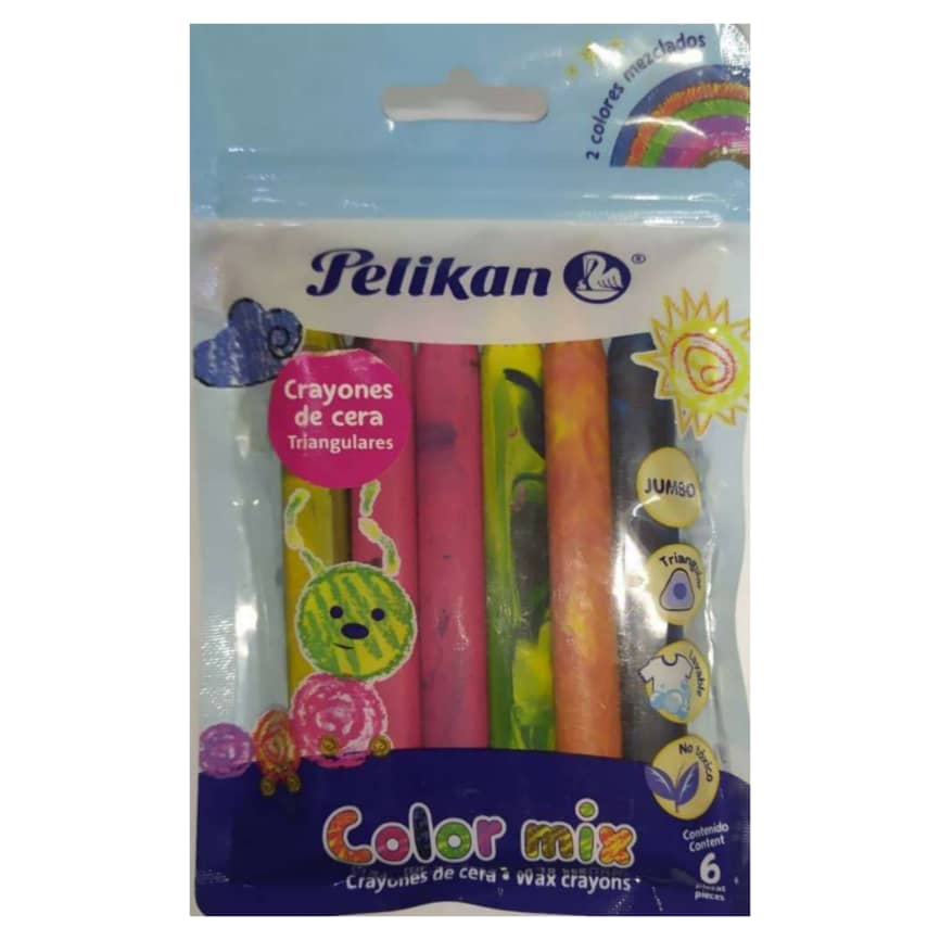 تلوين شمع 6 لون مثلث ميكس جامبو