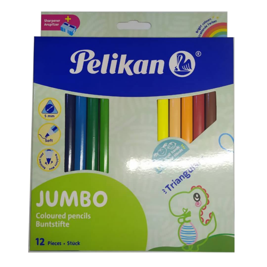 تلوين خشب طويل 12 لون جامبو + براية